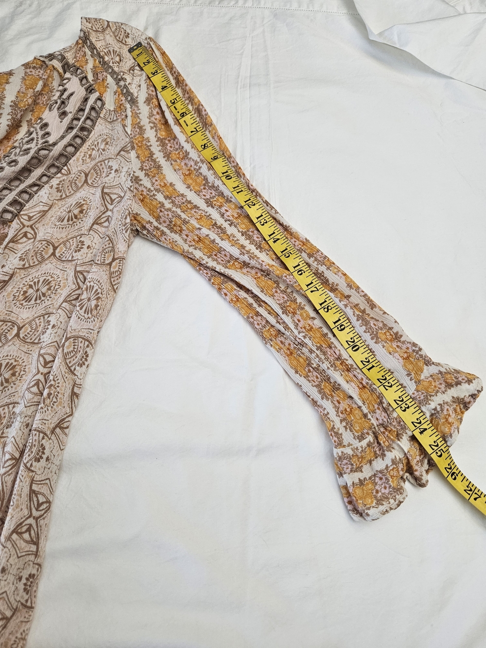 Free People Cream Floral Tunic with Mustard and Brown Accents - Picture 10 of 12